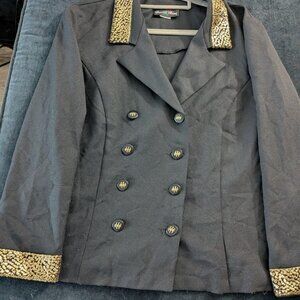 David Rose Black blazer with gold trim and buttons Size L